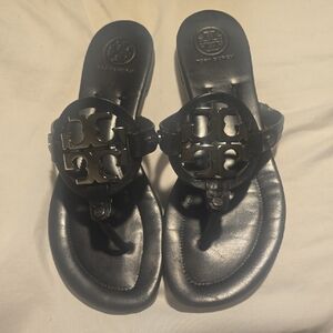 Stylish Black Sandals with Logo Accent